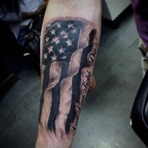 black and grey flag tattoo|flag tattoo forearm.